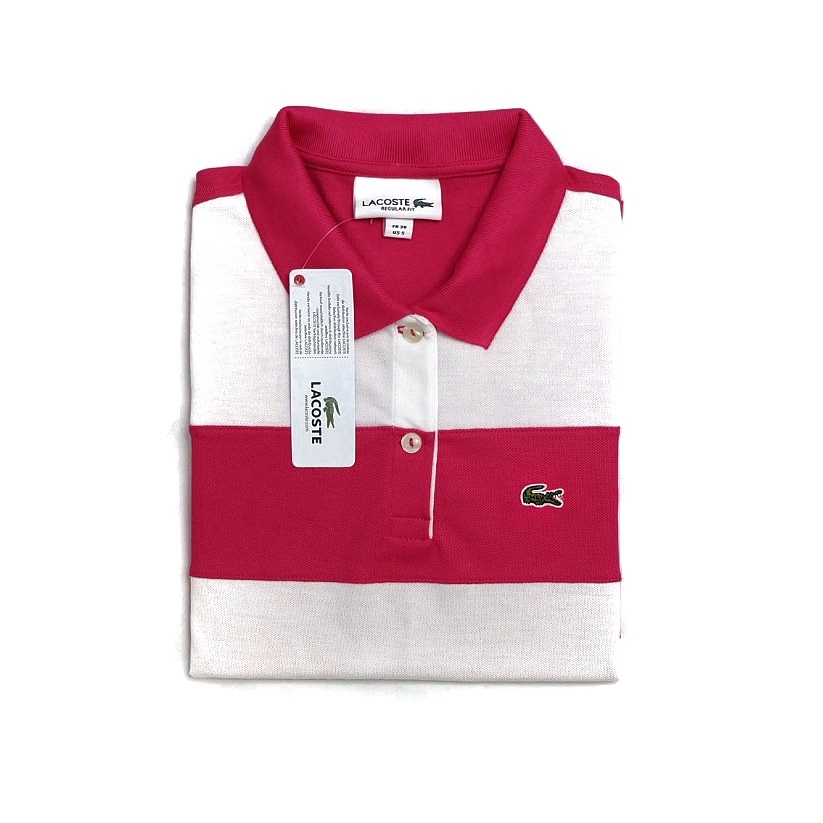 09 Stripes Polo for Women - Fuchsia-White