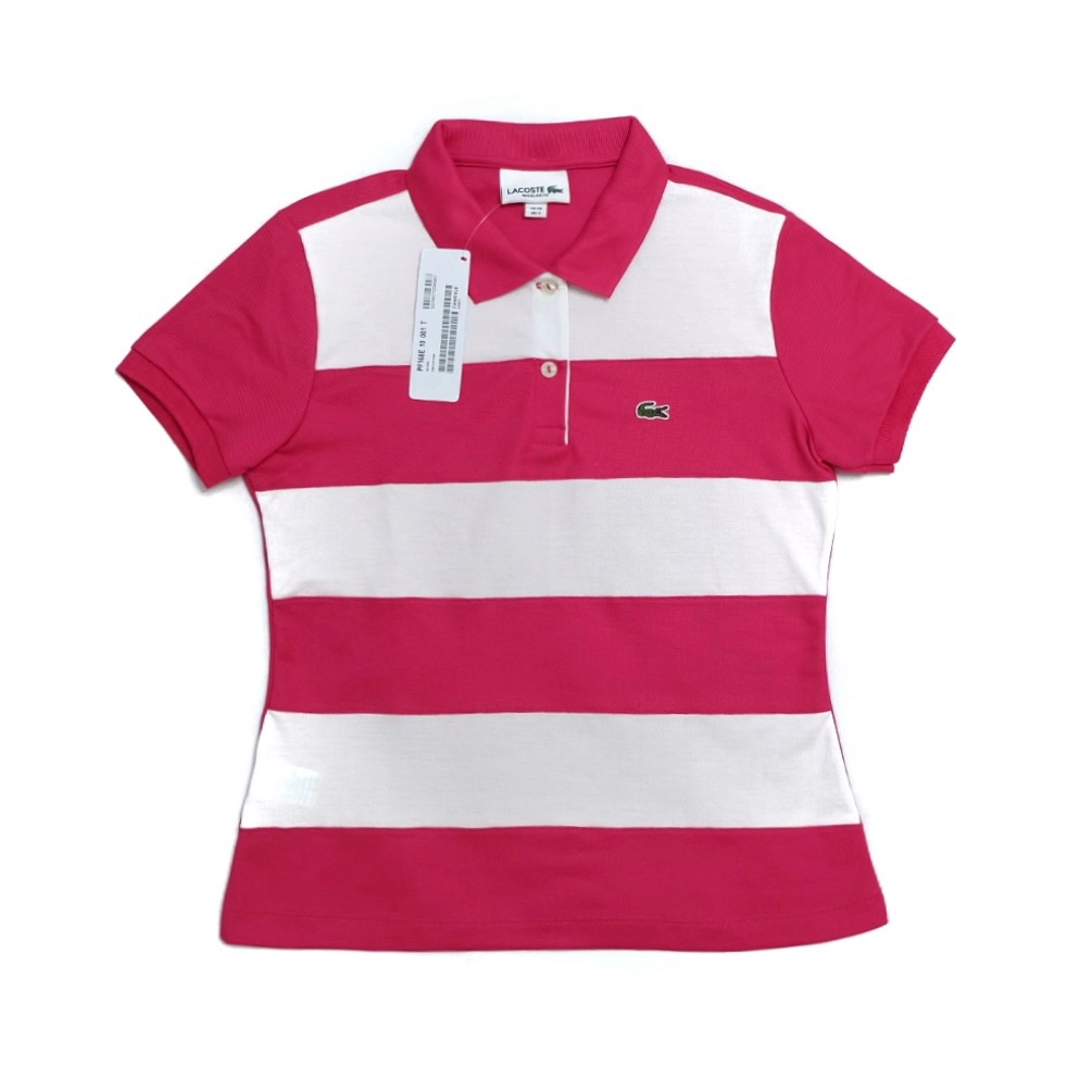 10 Stripes Polo for Women - Fuchsia-White