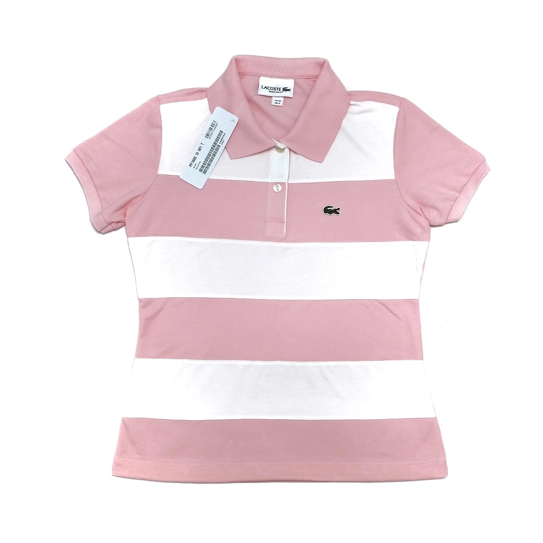 12 Stripes Polo for Women - Pink-White