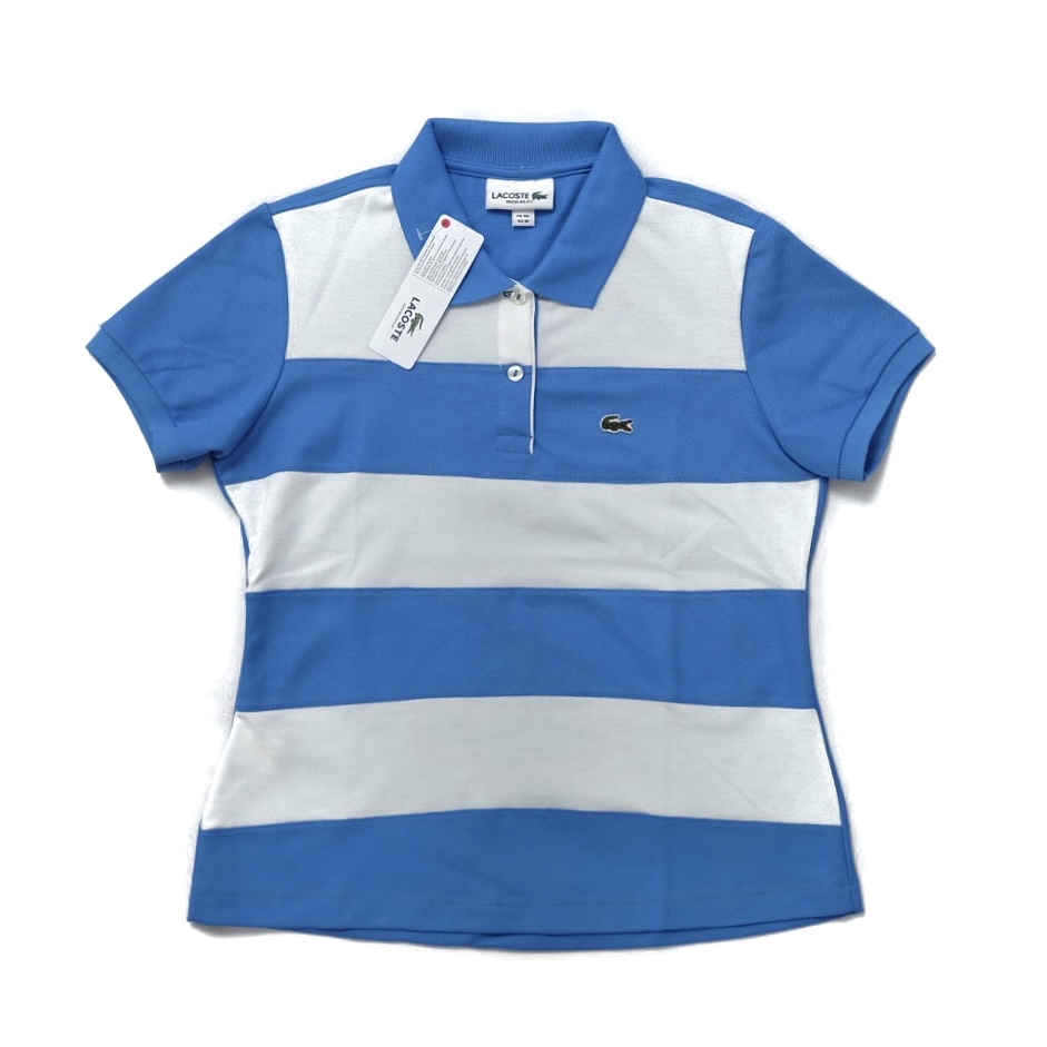 13 Stripes Polo for Women - Aqua Blue-White