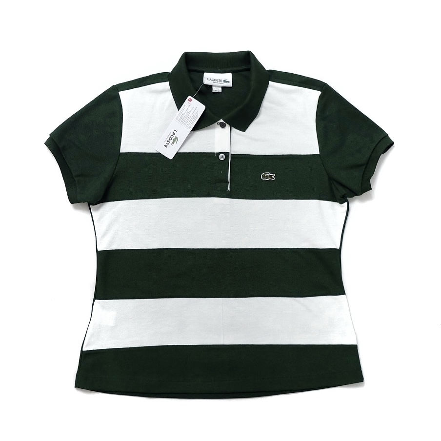 14 Stripes Polo for Women - Moss Green-White