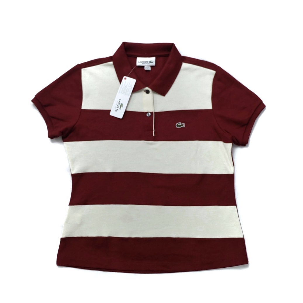 16 Stripes Polo for Women - Maroon-Cream